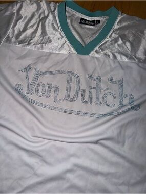 Von Dutch White Jersey with Teal Accents